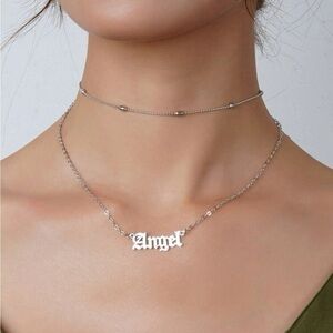 SILVER Angel Charm Layered Necklace
